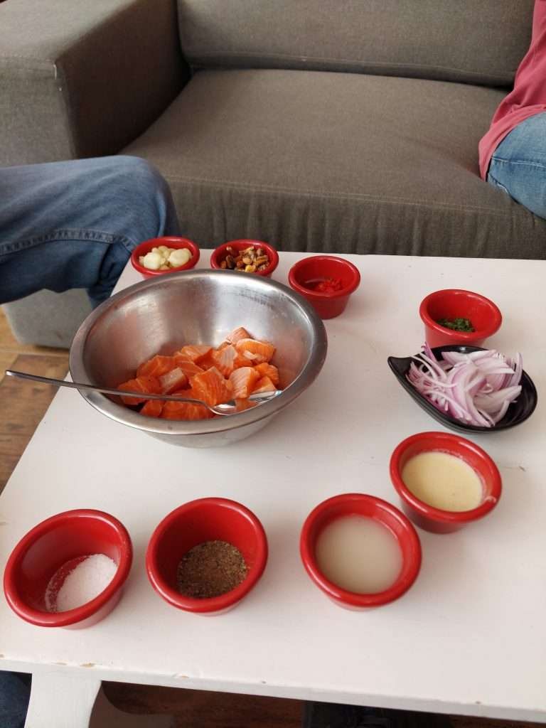 Ingredients for the trout ceviche