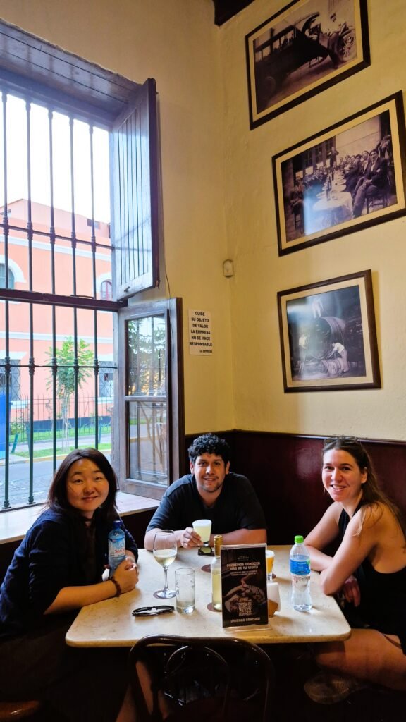 Piscos and wine at Antigua Taberna Santiago Queirolo