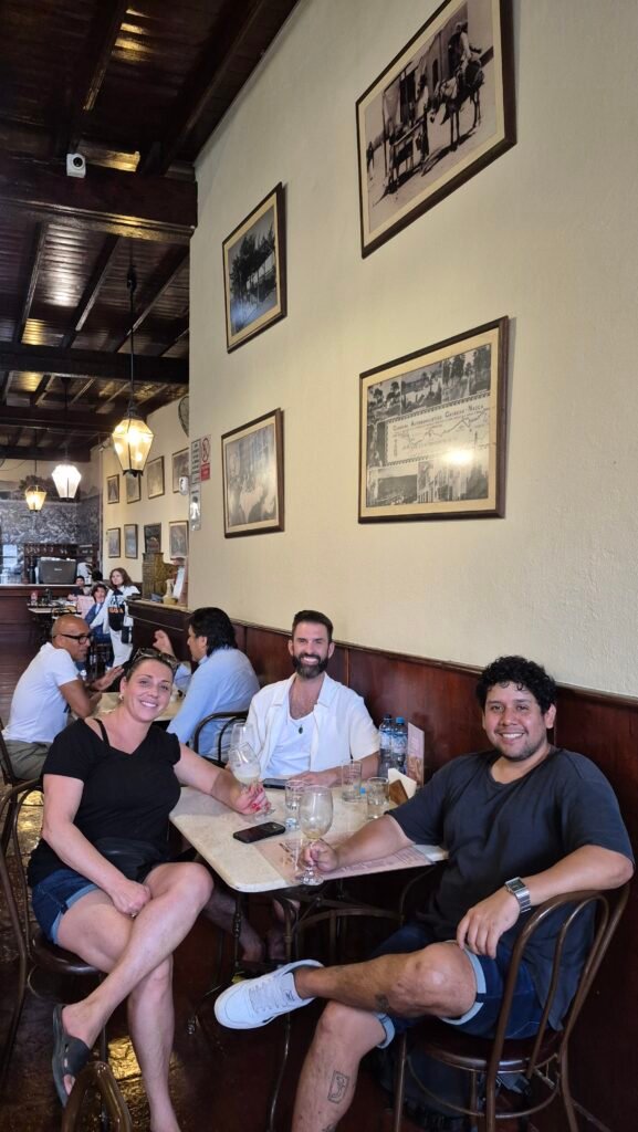 Sharing Pisco Sours at Antigua Taberna Santiago Queirolo