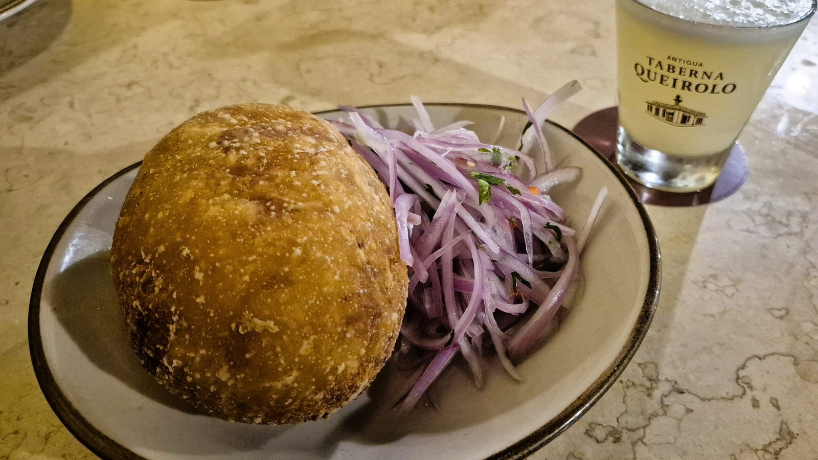 Amazing Papa Rellena at Antigua Taberna Santiago Queirolo